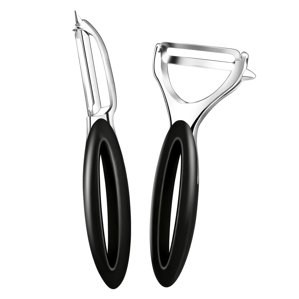 Potato Peeler Set, 2 Pack Y Peeler & Straight Peeler, Upgraded Ergonomic Easy-Grip Handle, Ultra Sharp Stainless Steel Vegetable Peelers for Carrots, Apples, Cucumbers