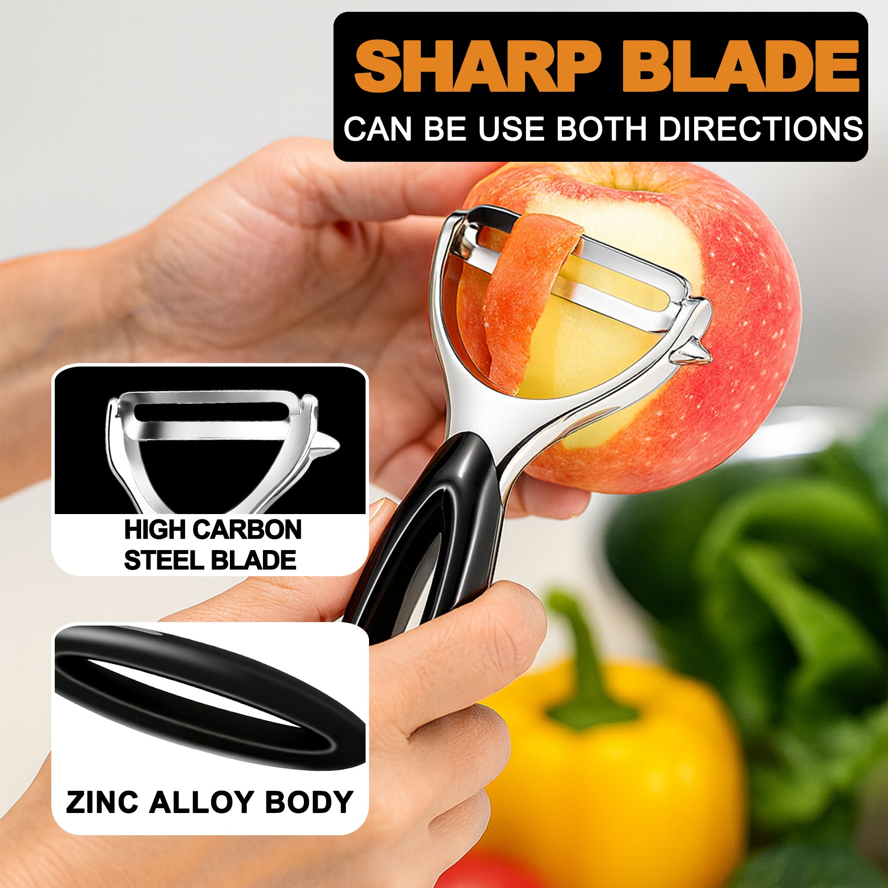 Potato Peeler Set, 2 Pack Y Peeler & Straight Peeler, Upgraded Ergonomic Easy-Grip Handle, Ultra Sharp Stainless Steel Vegetable Peelers for Carrots, Apples, Cucumbers