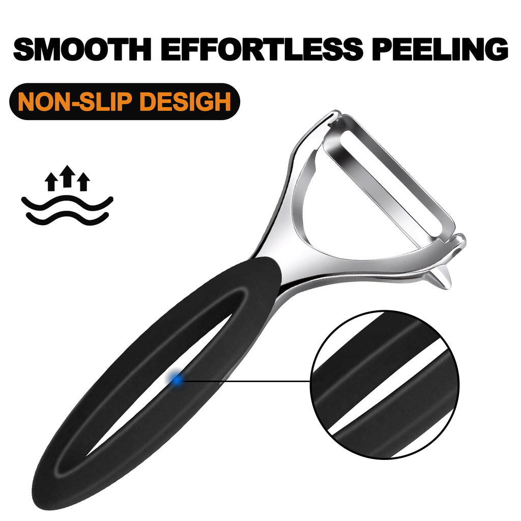 Potato Peeler Set, 2 Pack Y Peeler & Straight Peeler, Upgraded Ergonomic Easy-Grip Handle, Ultra Sharp Stainless Steel Vegetable Peelers for Carrots, Apples, Cucumbers