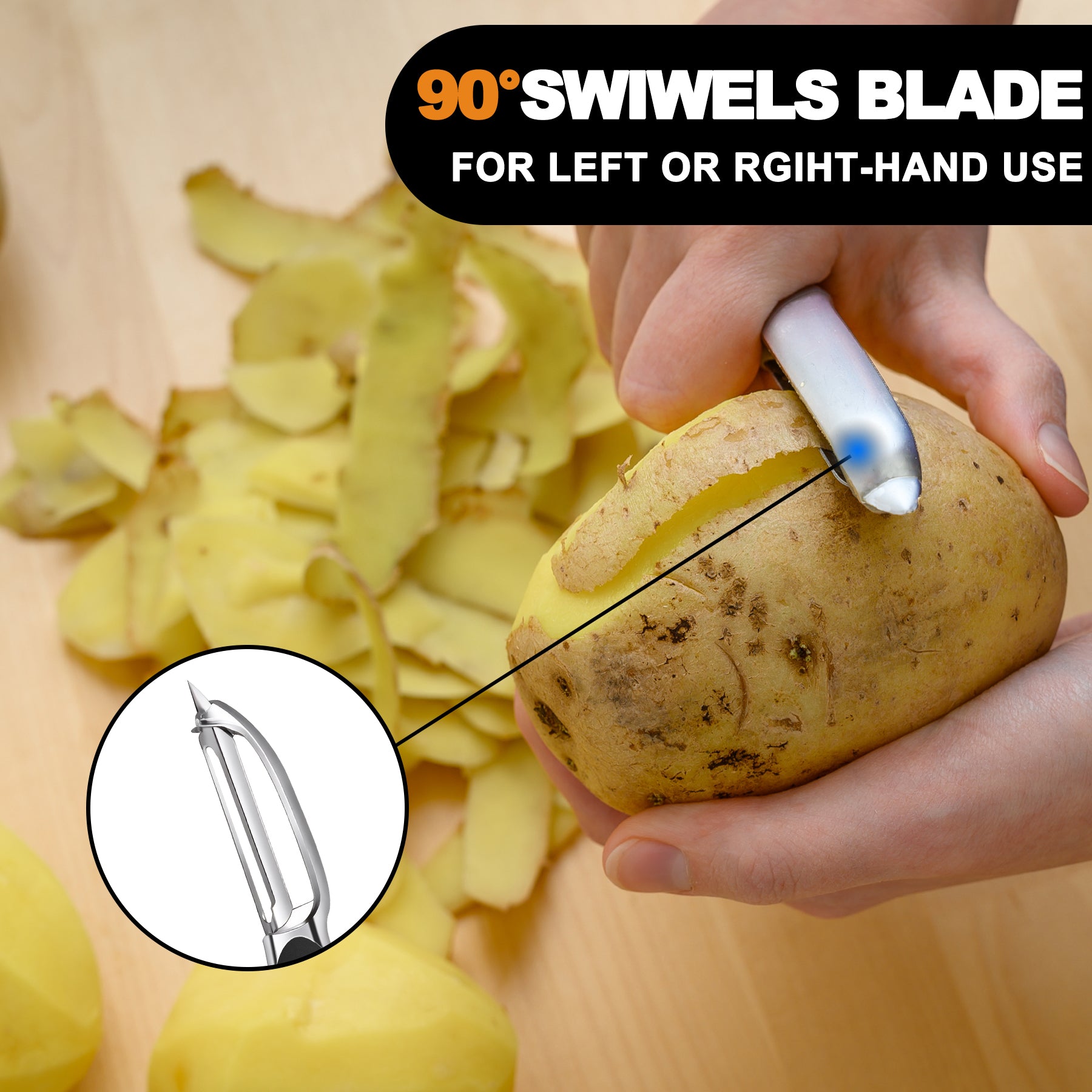 Potato Peeler Set, 2 Pack Y Peeler & Straight Peeler, Upgraded Ergonomic Easy-Grip Handle, Ultra Sharp Stainless Steel Vegetable Peelers for Carrots, Apples, Cucumbers